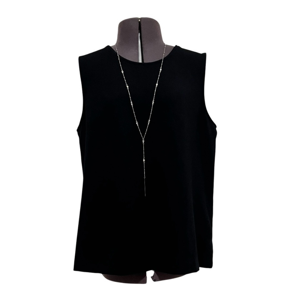 J. Crew Black Jeweled Button Back Sleeveless Ponte Tank Top Size M - Picture 5 of 15